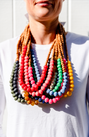 Mini wood and rock necklace