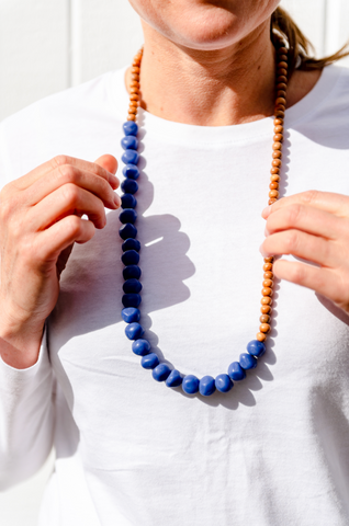 Mini wood and rock necklace