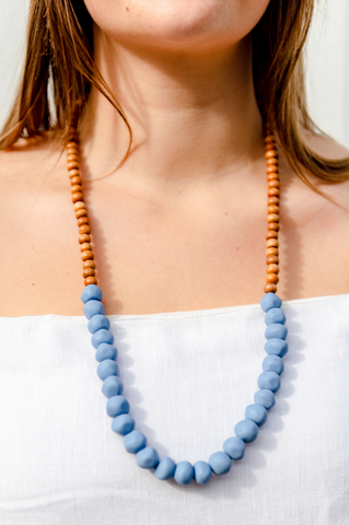 Mini wood and rock necklace