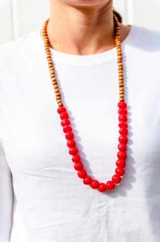 Mini wood and rock necklace