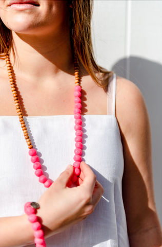 Mini wood and rock necklace