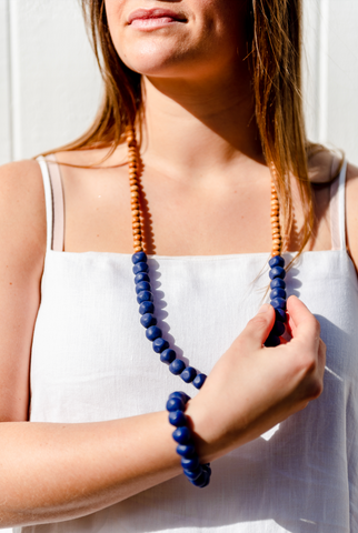 Mini wood and rock necklace