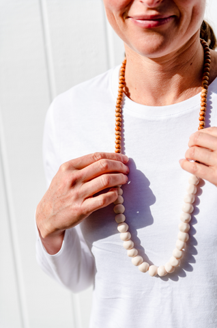 Mini wood and rock necklace