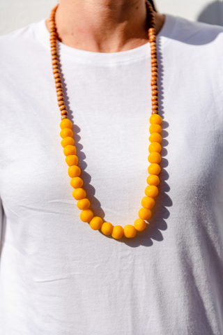Mini wood and rock necklace