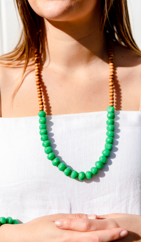 Mini wood and rock necklace