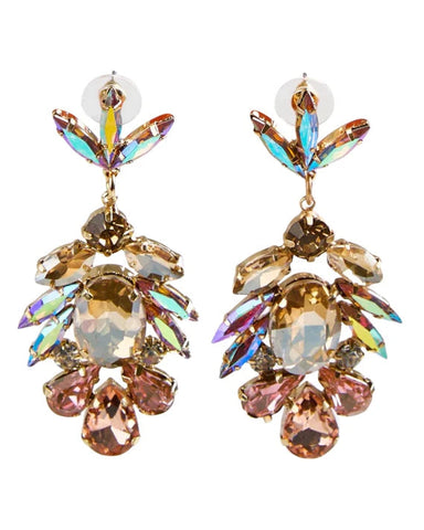 Mindy Glass Cluster Earrings in Pink
