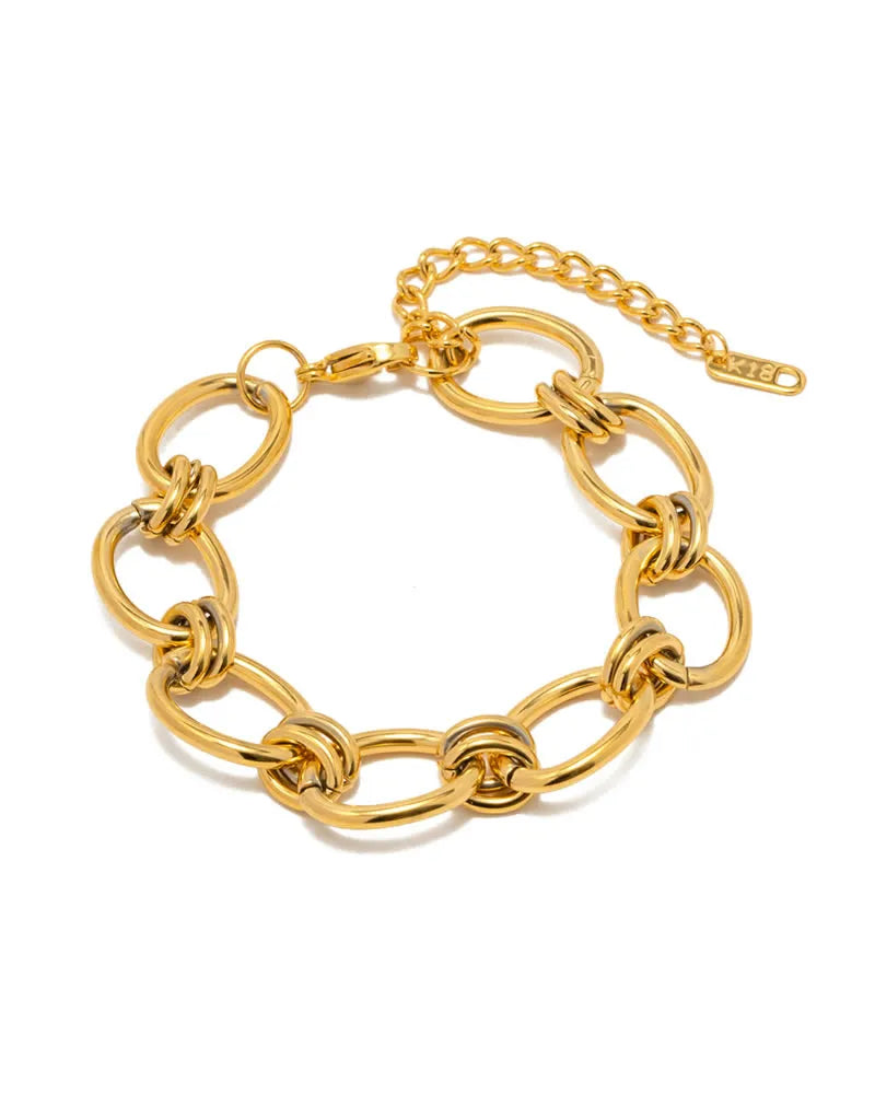 18k gold-plated stainless steel, Tarnish-free, Waterproof, Suitable for sensitive skin, gold bracelet, retro bracelet, vintage charm, classic bracelet, beautiful bracelet, timeless bracelet,  simple chain bracelet