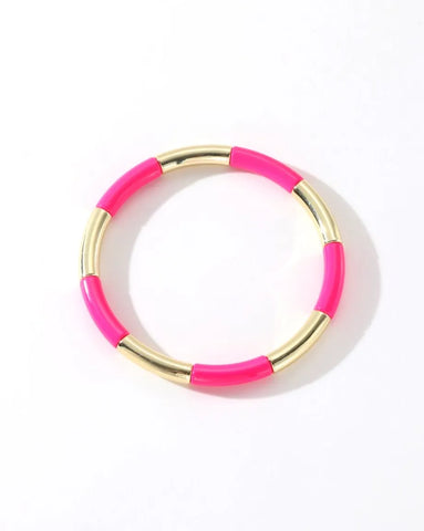 Colourful Enamel Stacking Bracelet Collection in Gold & Silver
