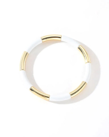 Colourful Enamel Stacking Bracelet Collection in Gold & Silver