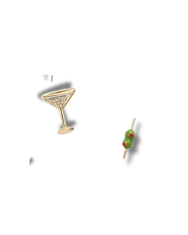 Martini Cocktail & Olives Mini Stud Earrings