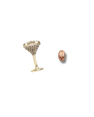 Espresso Cocktail & Coffee Bean Mini Stud Earring