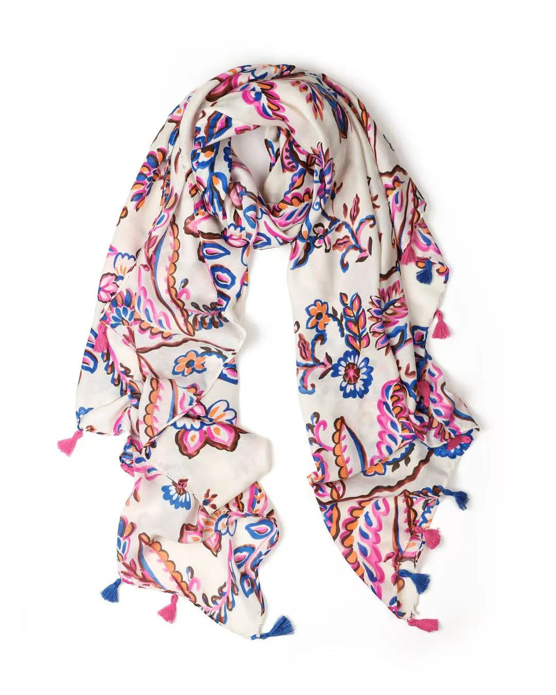 Dani Floral in White Autumn/Winter Scarf