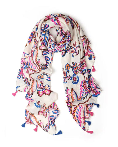 Dani Floral in White Autumn/Winter Scarf
