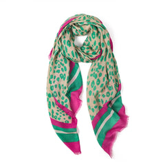 Estelle Leopard in Green Autumn/Winter Scarf