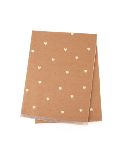 Holly Heart Caramel Winter Scarf