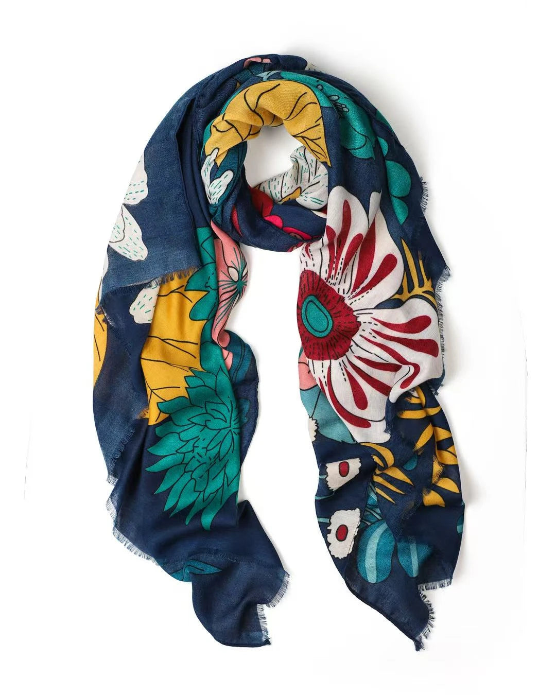Bella Botanical in Navy Autumn/Winter Scarf