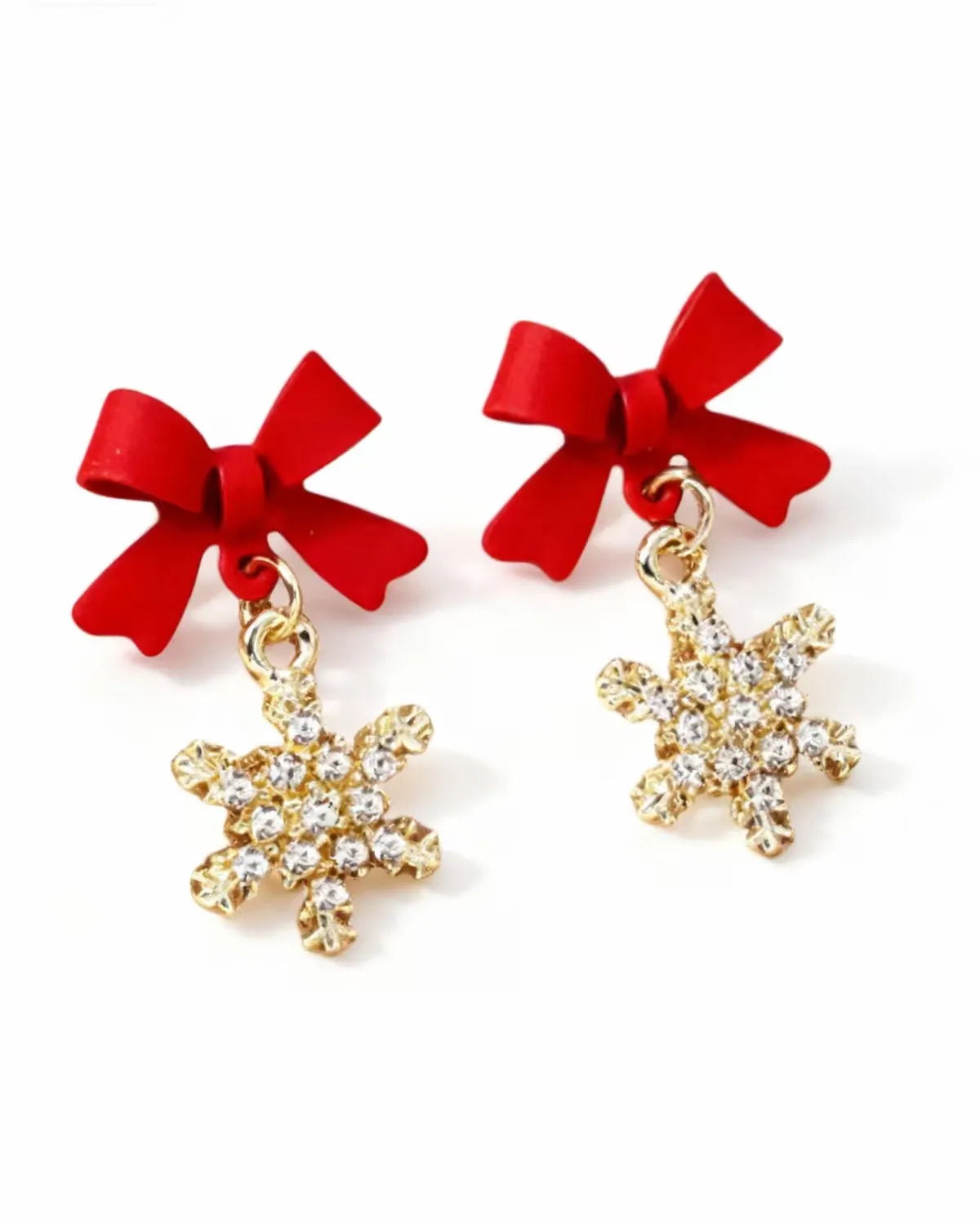 Snowflake Christmas Earring in Red & Gold