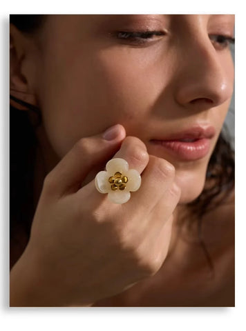 Willa Green Flower Adjustable Ring