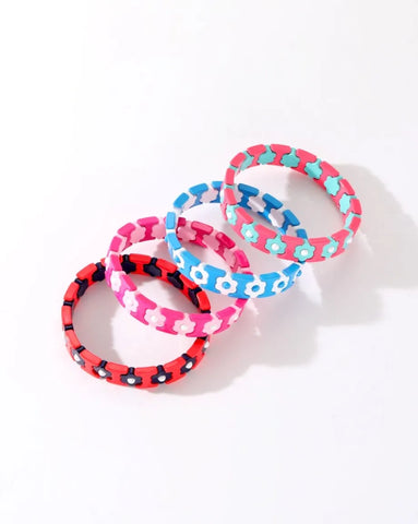 Colourful Enamel Stacking Bracelet Collection in Gold & Silver