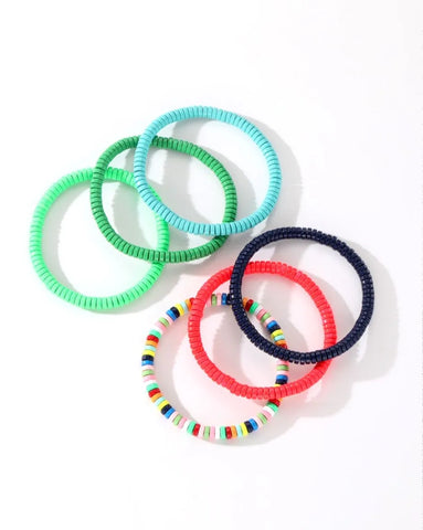 Colourful Enamel Stacking Bracelet Collection in Gold & Silver