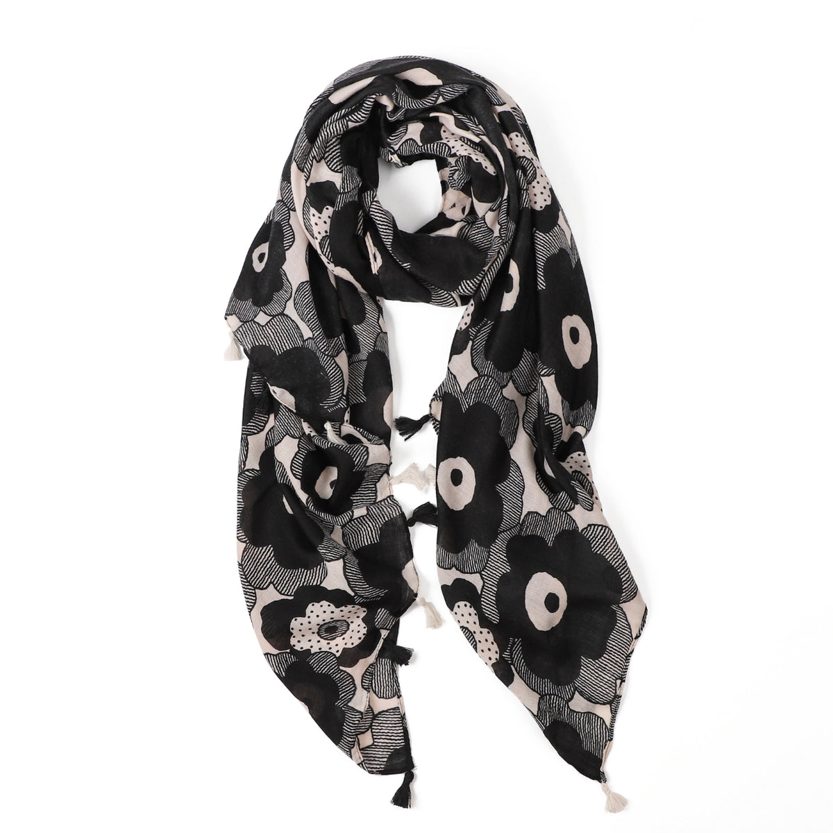 Vera Floral in Black and Cream Autumn/Winter Scarf