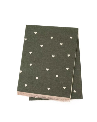 Holly Heart Olive Green Winter Scarf