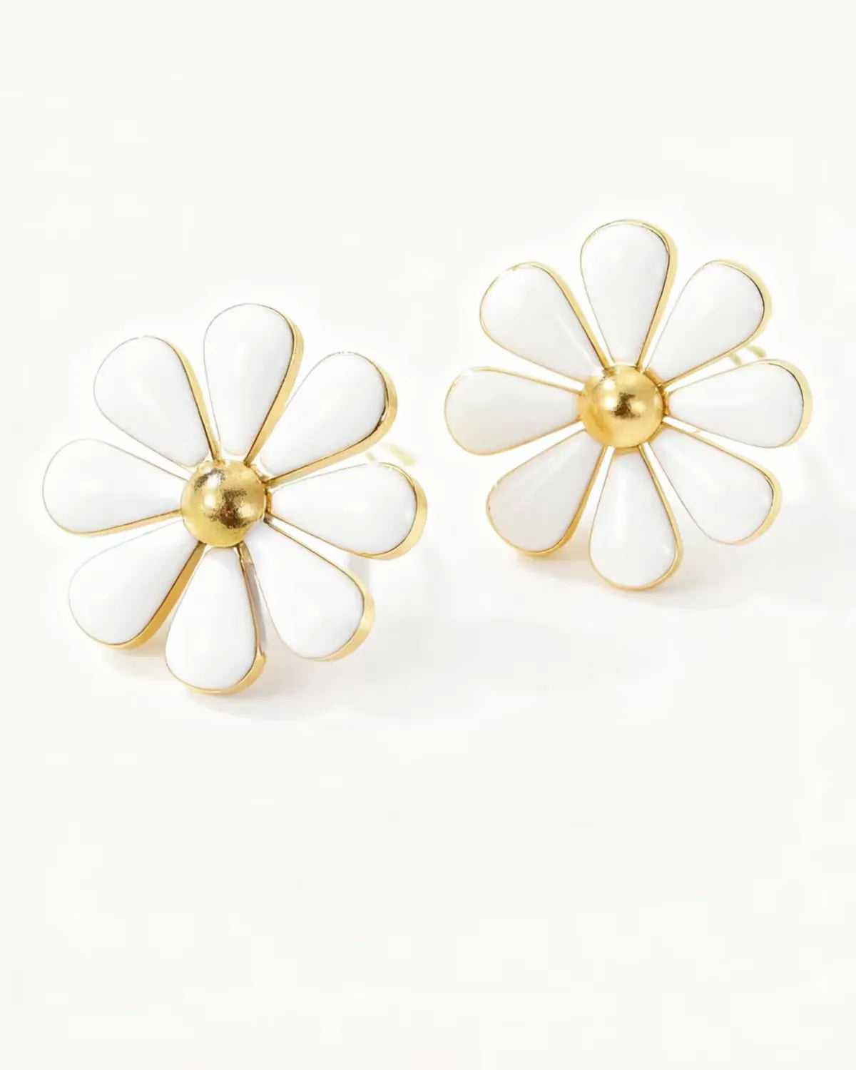 Cindy Small White Enamel Flower Stud Earring
