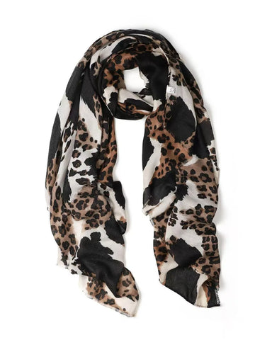 Georgia Animal Print in Black Autumn/Winter Scarf