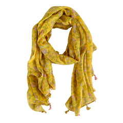 Natalia Floral in Yellow Lightweight Scarf
