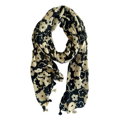 Pixie Abstract Floral in Cream Autumn/Winter Scarf