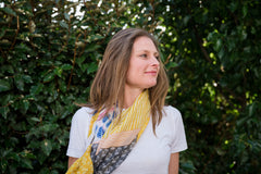 Elevate your style with our abstract scarf featuring a captivating mosaic-like pattern in a blend of blue, pink, green, grey, and yellow tones. Frayed edges add texture and a casual touch to the intricate design. Crafted from a comfortable polyester blend, this scarf is a unique accessory for a stylish and relaxed look.
