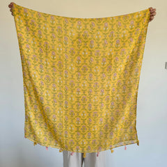 Natalia Floral in Yellow Lightweight Scarf