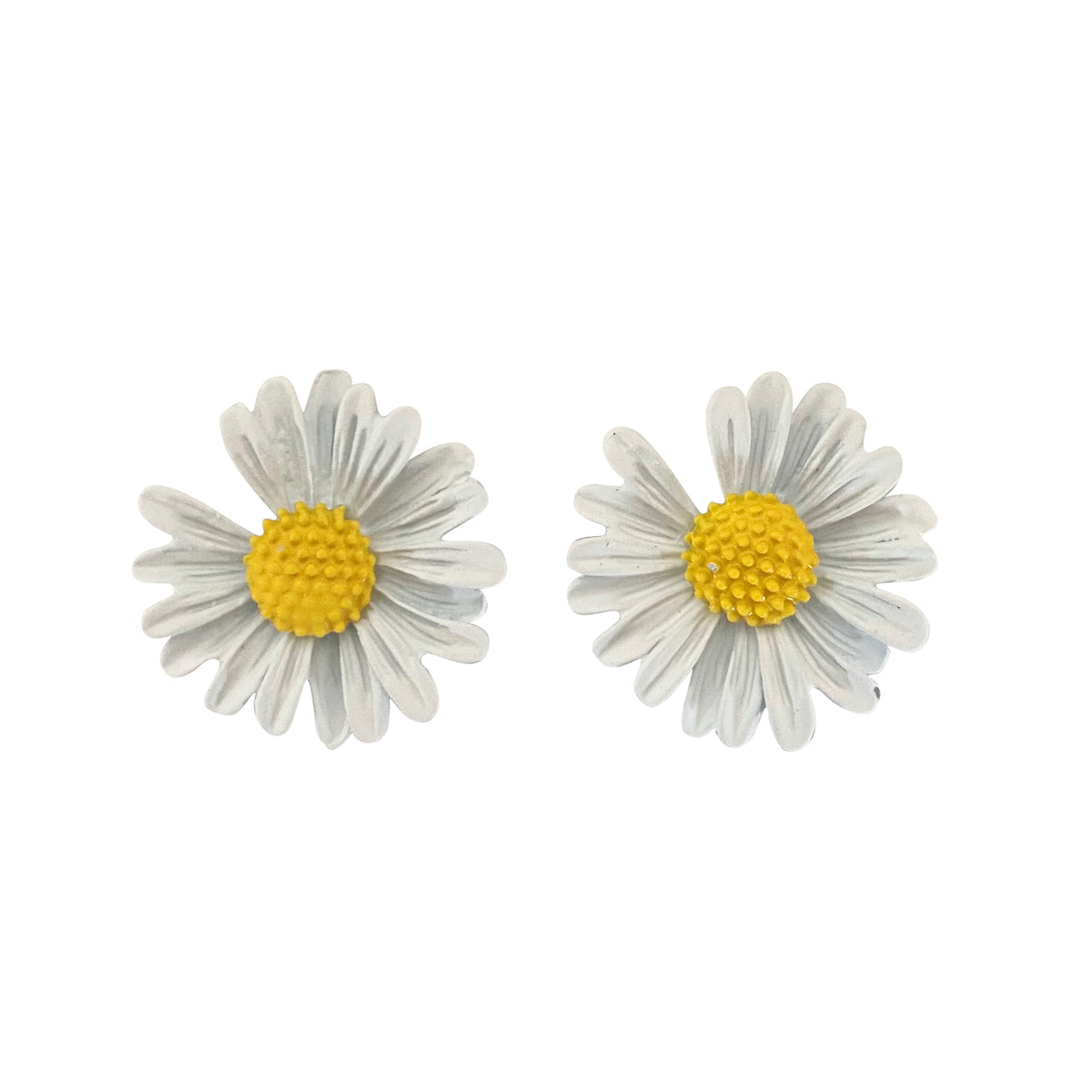 Small Flower Earrings White & Yellow