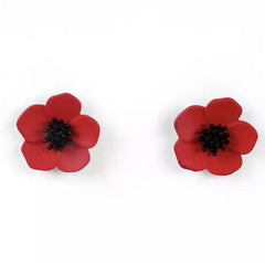 Small Red and black Flower Earrings