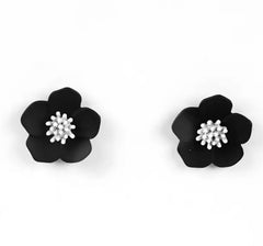 Small black and white Flower Earrings