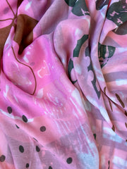 Add a touch of romance with our abstract botanical scarf in dreamy pinks, neutrals, and blues. Versatile and eye-catching, this lightweight accessory elevates any outfit, bringing sophistication and femininity to your look.